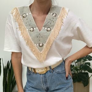 Vintage 80s Western fringe detail tee shirt